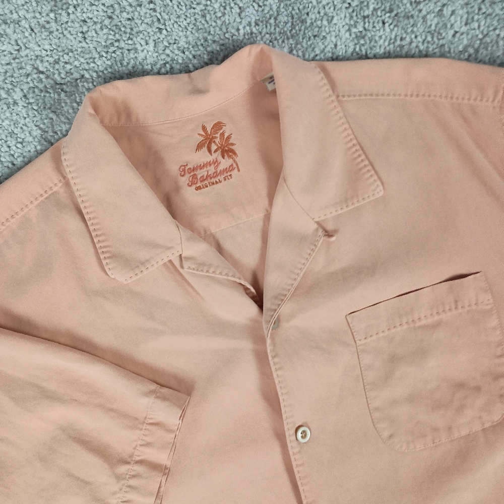 Tommy Bahama Original Fit Silk Men's Shirt XL Peach